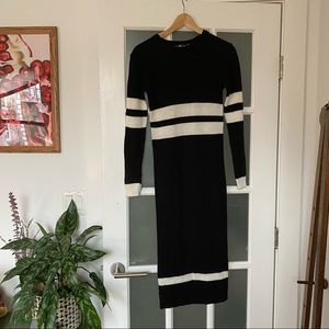 Black and White Striped Sweater Dress